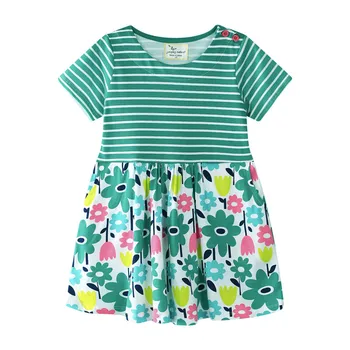 Hoppe meter ny designet stribet sommer kjoler baby piger sød blomstret tøj med prinred nogle blomster hot salg 2018