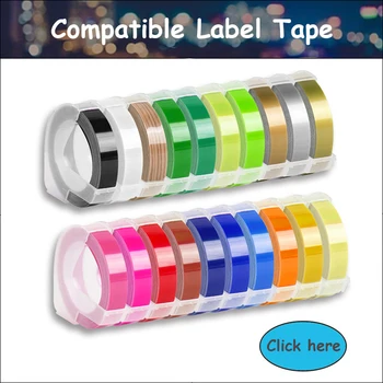 Flerfarvet bærbare håndholdte MINI Motex E101 label maskine og 3D-kompatible dymo hånddekoreret 9mm embssed label tape