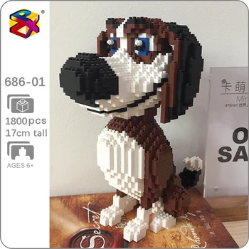 PZX 686-01 Beagle Hound Dog Brune Dyr Pet 3D-Model 1800pcs DIY Mini Diamant Blokke, Mursten Bygning Legetøj for Børn, ingen Box