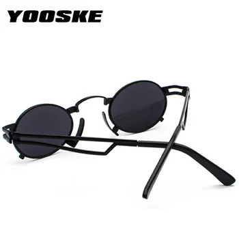 YOOSKE Vintage Runde Solbriller Mænd Metal, Gothic Steampunk Beskyttelsesbriller Kvinder Brand Designer Gule Briller Spejl solbriller UV400
