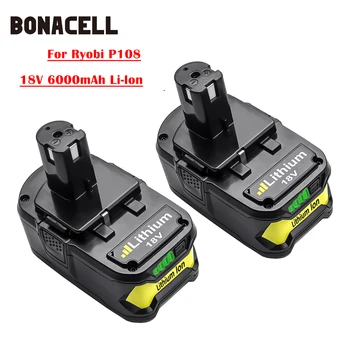 Bonacell For Ryobi 18 V 6000mAh P108 RB18L40 Genopladeligt Lithium Batteri Power Tools Batteri BPL1820 P108 P109 P106 P104 P105