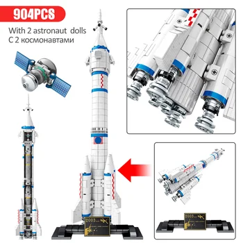 Byen Technic Luftfart Raket Mursten Kunstige Satellit-Launch Vehicle Pad Creator Plads Kosmonaut byggesten Legetøj til Barn