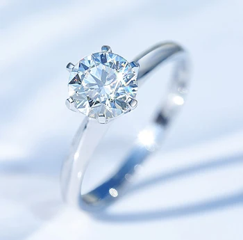 Med Certifikat Luksus Solitaire 1 Carat Zirconia Diamant Ring Oprindelige 18K Hvide Guld, Sølv 925 Ringe til Kvinder LR018