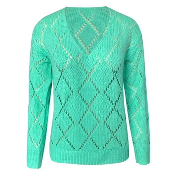 Kvinders Trøjer strikket trøjer 2020 Efteråret og Vinteren V-hals Casual Diamant-Formet Hule Trøje Til kvinder jumper vintage