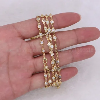 Krystal halskæde lag halskæde 1 Meter lang amfibiske halskæde dobbelt karabinlås justerbar blande farver perler for kvinder 2129