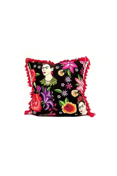 Frida Kahlo Og Mexicanske Brand Frynset Pudebetræk Digital Trykt Dekorativ Pude Kvalitet Sy Lynlås, Skjulte Syninger