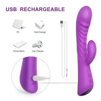 9 Speed Rabbit Vibrator USB-Genopladelige Håndsex Vibrerende Klitoris Vibrerende Dildo og G-spot Vibrator Sex Legetøj til kvinder