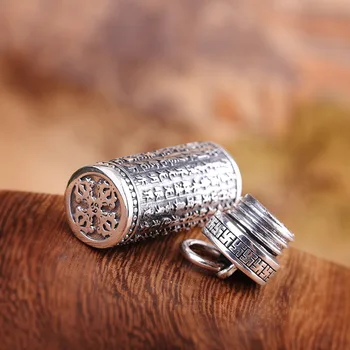 KJJEAXCMY boutique smykker S925 sterling sølv smykke Buddhistiske hjertet gennem mænd og kvinder, box vedhæng