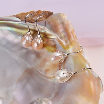 ASHIQI Naturlige Barok Perle Øreringe af 925 Sterling Sølv Dråbe Øreringe Til Kvinder Luksus ferskvand Perle Smykker