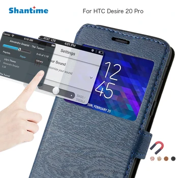 PU Læder Telefon-etui Til HTC Desire 20 Pro Flip taske Til HTC Desire 20 Pro Vindue Bog Tilfælde Soft TPU Silicone bagcoveret