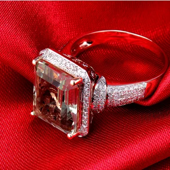 LOVERJEWELRY Ring For Kvinder Smaragd Cut Grønne Kvarts Naturlige Ametyst Diamant Engagement Ring Massivt 14K Guld Smykker