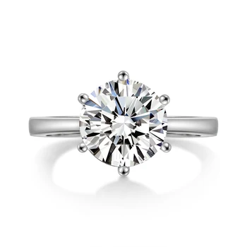 LESF Kvinder Ringe 4 ct Skinnende zircon Ring Mode Smykker 925 Solid Silver Runde Cut Engagement Bryllup Gave