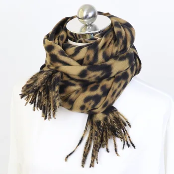 Fashion Kvinder Vinteren Tørklæde Sjal Wrap Med Kvast 2020 Nye Dyr, Leopard Print Cashmere Pashmina Tørklæder Foulard Femme