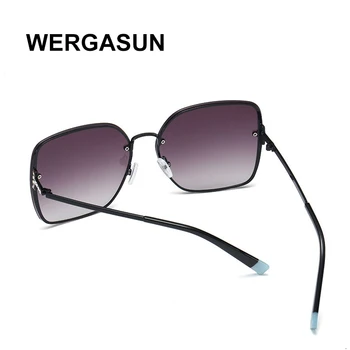 WERGASUN Retro Square Solbriller Kvinder Brand Designer Metal Ramme Overdimensionerede solbriller Mode Mænd Gradient Nuancer Oculos UV400