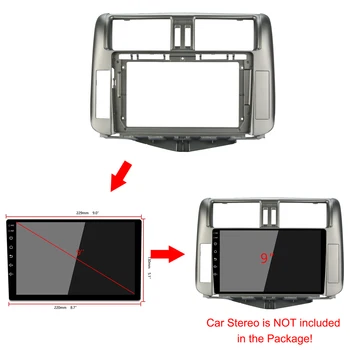 2Din Bil DVD-Frame Lyd Montering Adapter Dash Trim Kits Facia Panel 9inch For Toyota PRADO 2010-2013 Dobbelt Din Radio Player