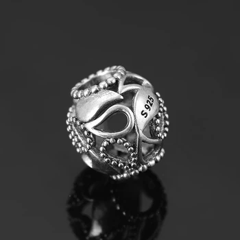 Hot 925 Sterling Sølv mode hule Rundt som blade fine perler til smykkefremstilling Passer Oprindelige europeu Charm Bracelet