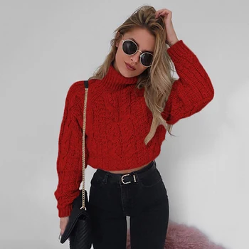 Twist Rullekrave Sweater For Kvinder Mode Slim, Der Er Beskåret, Jumpere, Strik Efterår Mode Solid Pullover Kvindelige Grundlæggende