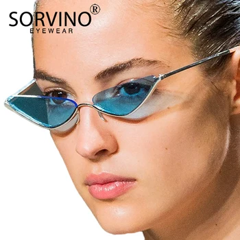 SORVINO Designer Halv Frame Trekant Cat Eye Solbriller 2020 Kvinder Brand 90'erne Vintage Lille Cateye solbriller Bittesmå Nuancer SP228