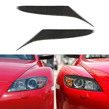 2stk Carbon Lampe Øjenbryn Fiber Holdbare, Praktiske Personlighed Forlygten Forlygten Øjenbryn Øjenlåg til Mazda RX-8 Bil Styling