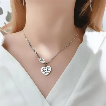 Ny Mode Trend Hjerte-formet Brev 925 Sterling Sølv Smykker, Oval Planet Elsker Kravebenet Kæde Vedhæng Halskæder N204