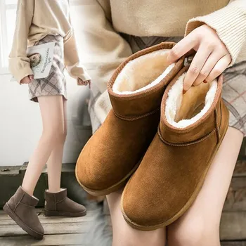 Australien Kvinder Sne Støvler I Læder Ankel Støvler Varme Vinter Støvler Kvinde Sko Er Store Designer Mærke Luksus Kvinder Sko 2020