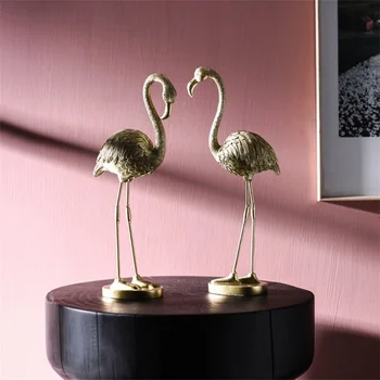 Nordic Light Luksus Golden Flamingo Vinduet Hjem Dekoration Harpiks Udsmykning Håndværk TV-Kabinet Personlighed, Kreative Dekorationer