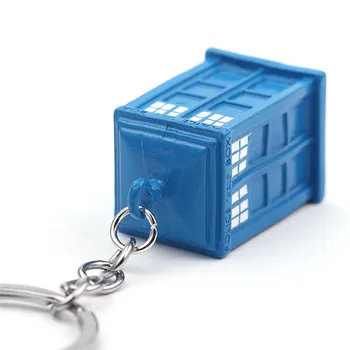 Gratis levering af høj kvalitet, blå emalje TARDIS politiet max nøglering smykker nøglering ring er velegnet til mænd og kvinder
