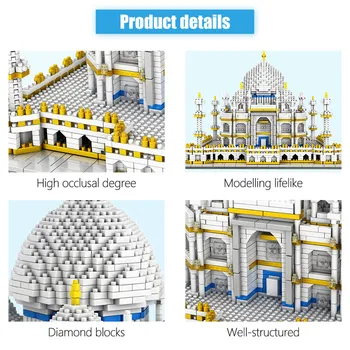 3950PCS Verden Berømte Arkitektur, Taj Mahal Mini Mursten 3D-Model byggesten Skaberen Tekniske Jul Legetøj for Børn