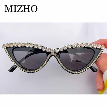 MIZHO Smalle Originale Mærke Kendte Cat eye Solbriller Kvinder Crystal Trendy Retro Fuld Stjerne UV400 Sol Briller Prom festival