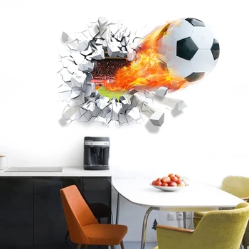 At bryde væggen Flyvende fodbold wallstickers TV baggrund Flytbare stue, soveværelse vægoverføringsbilleder drenge værelse dekoration