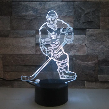 Sensor 3d-Nat Lys LED Remote Touch Skifte hockey spiller Farverige USB-Akryl 3D-Lampe Sport bordlampe juledekoration