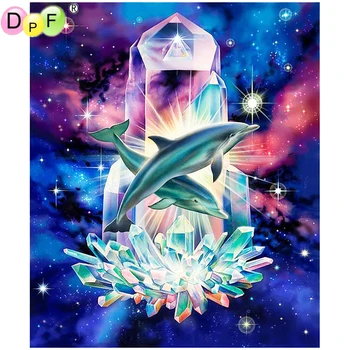 DPF DIY Magic Cube Cross Stitch kunsthåndværk Crystal kolonne dolphin Diamant Broderi 5D fuld Runde Diamant Maleri, Mosaik Indretning