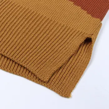Kvinder Mode Uld Sweater Stripe Farve Løs Varm Strik Uregelmæssige Matchende Sweater, Pullover