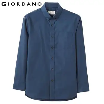 Giordano Mænd Shirts Rynke Fri Oxford Shirt, Bomuld, Single Patch Lomme Silm Montering Casual Camisas Hombre 01040479