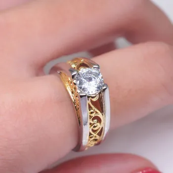 14k Guld med Diamant Ring Adskillelse Anillos De Ring Bizuterias Hip-hop Rock Ringe til Kvinder, Mænd Gemstone bijoux femme anel smykker