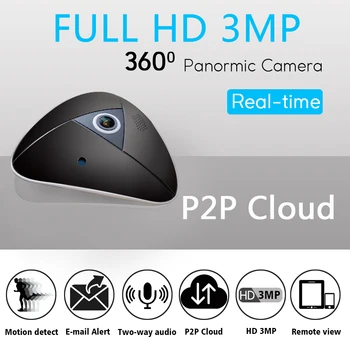 OUERTECH Fuld Udsigt WIFI 360 Kamera To-vejs audio Panorama mini 3MP Fiskeøje Trådløse Smart IP-Kamera VR Motion Detection