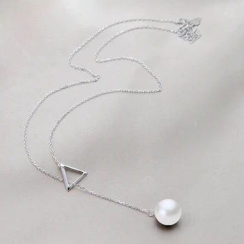 [MeiBaPJ]Sterling sølv smykker, Top Kvalitet i Ægte Ferskvands 8mmBig Runde Perle Smykker Halskæde vedhæng til kvinder 45cm kæde