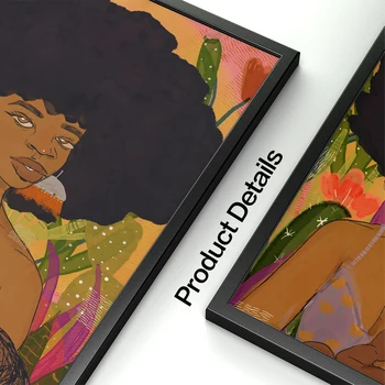 Afrika Fashion Girl Flower Planter Illustration Væg Kunst, Lærred Maleri Nordiske Plakater Og Print Billeder For At Stue Indretning