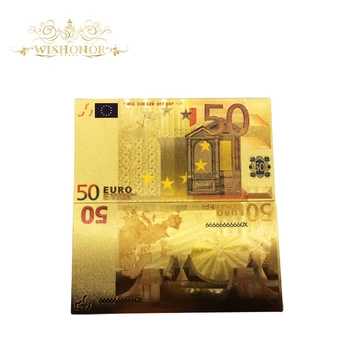 Wishonor 10stk/masse Europa Farve Sedler 50 Euro Seddel i 24K Guld Folie Falske Papir Penge Replica For Hot Salg