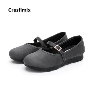 Cresfimix shoes planos de mujer kvinder søde komfortable foråret crystal arbejde flade sko dame casual black dance sko a3128