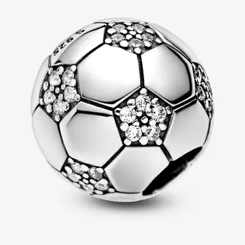 2020 ny 925 Sterling Sølv Mousserende fodbold Fodbold Charms Perler Passer Oprindelige Pandora Armbånd Fine Sølv Smykker Gave