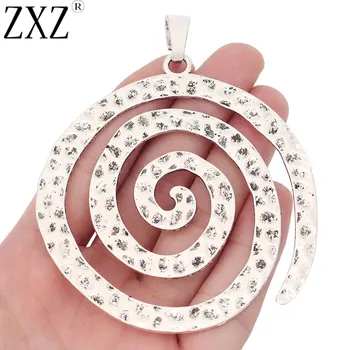 ZXZ 2stk Tibetansk Sølv Store Hamrede Vortex Hvirvel Spiral Charms Vedhæng til Halskæde Smykker at Gøre Tilbehør 98x80mm