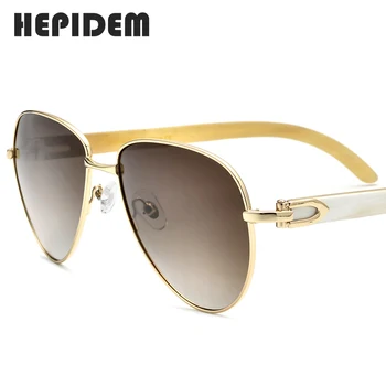 HEPIDEM Buffalo Horn Briller 2020 New Høj Kvalitet Mænd Solbriller Overdådig Luksus Pilot Polariserede solbriller 0018