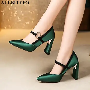 ALLBITEFO størrelse:33-43 pu læder høje hæle party kvinder sko sexede kvinder høj hæl sko foråret kontor damer sko hæle kvinder