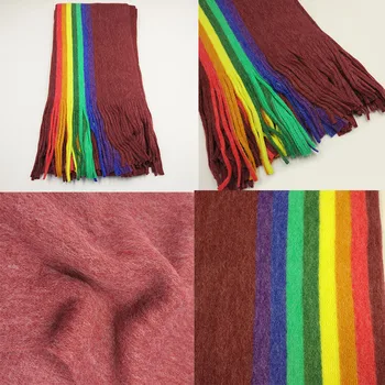 Nye Designer Rainbow Cashmere Tørklæde Kvinder Vinteren, Varmt, Blødt Stribet Pashmina Sjaler, Damer, Piger Pink Kvast Lange Tørklæde