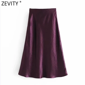 Zevity Nye Kvinder Mode Solid Farve Draperet En Linje Nederdel Faldas Mujer Kvindelige Side Lynlås Afslappet Slank Vestido Smarte Nederdele QUN719