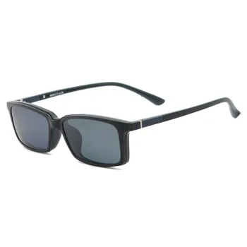 TendaGlasses Let Fleksibel Rektangulære TR90 Mænd Kvinder Recept Brille Stel med Polariseret Klip På Solbriller