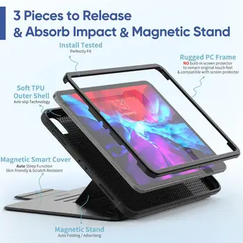 For 2020 iPad Pro 11 d.2 Generation Tilfældet Med Blyant Holder Til 2018 iPad 11 Magnet Attraktion Smart Cover 7 Positioner Stå