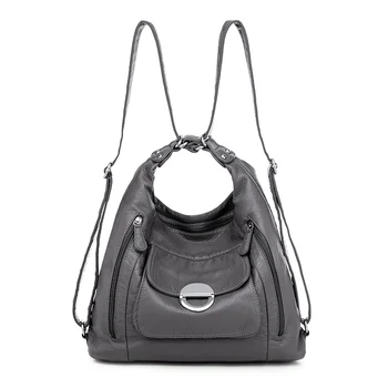 Brand Kvindelige taske store skuldertasker Luksus designerTravel Tilbage pack blødt læder Håndtasker 2 lag Multifunktion kvinder tasker