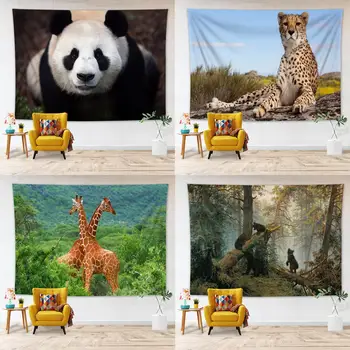 Vilde Dyr 3D-Print Gobelin Væggen Hænger Leopard Panda Giraf Bære Mønster Mosaik Væg-Tæppe og Lagen, boligindretning